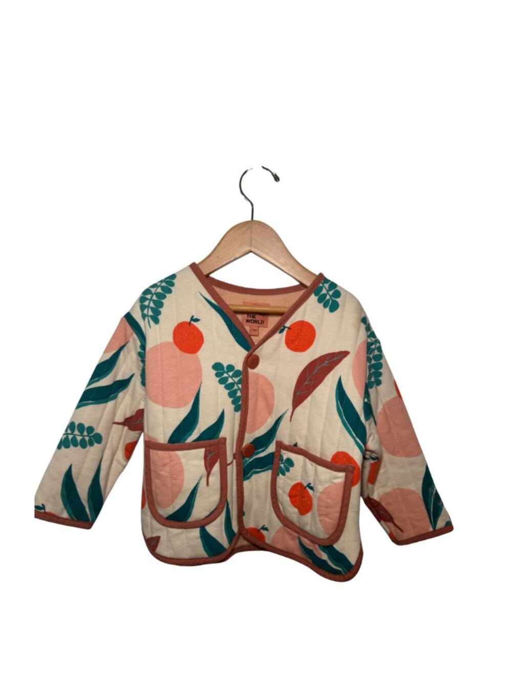Letter to the World Peach Quilted Leaf Print Jacket 2-3Y